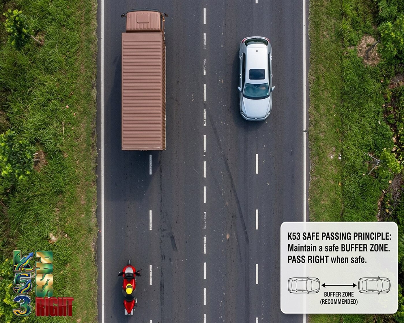 Motorcyclist maintaining a following distance for better sight
